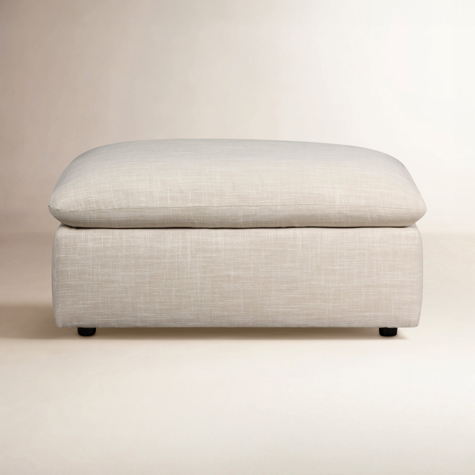 Kallie 38" Ottoman, Lena Sand Performance Linen Blend