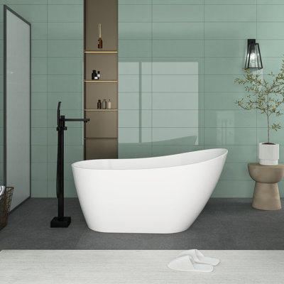 55'' x 27.56'' Freestanding Soaking Acrylic Bathtub
