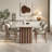 Rectangular rock plate dining table and chair set-102526612