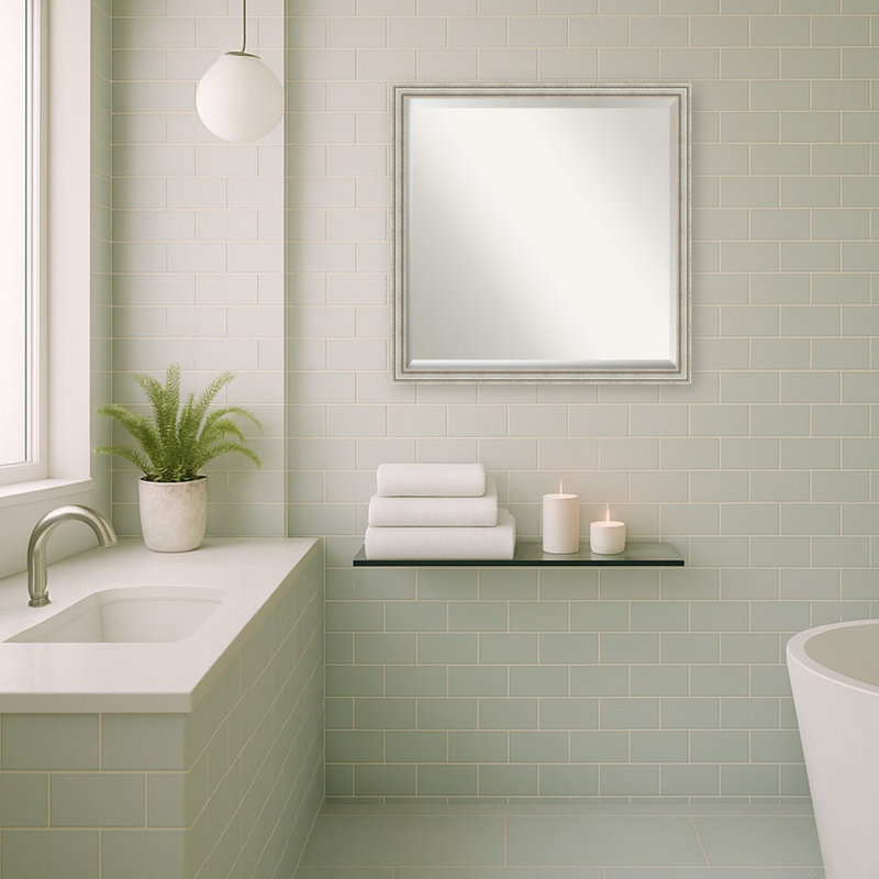 Miroir mural de salle de bain Raphael, L 21,75 po x H 21,75 po, Cordelia Silver