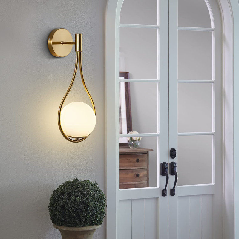 Soeren 1-Light Gold Globe Teardrop Wall Sconce