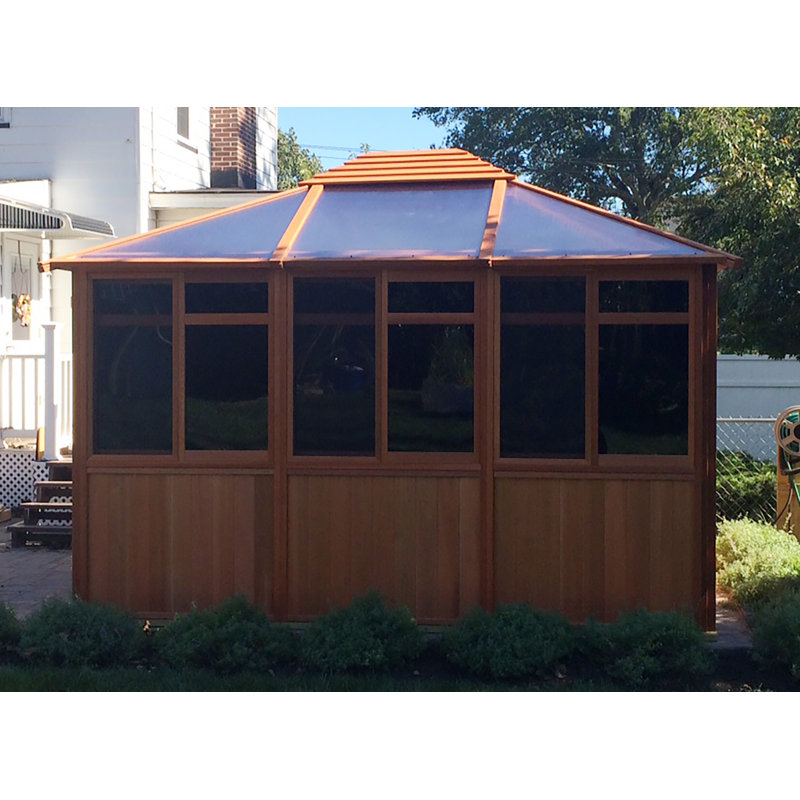 Pavillon jardin de patio en bois massif l 10,5 pi. x p 12,5 pi. solaire