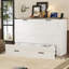 Grand lit escamotable style ferme avec station de charge, lit plateforme pliable avec grand tiroir de rangement pour chambre d'amis, petite chambre, blanc