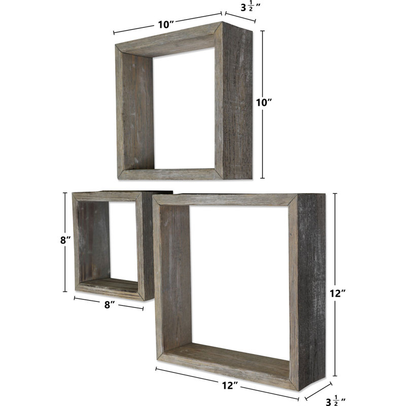 Square Cube Shelf with Adjustable Shelves, Reclaimed Gray