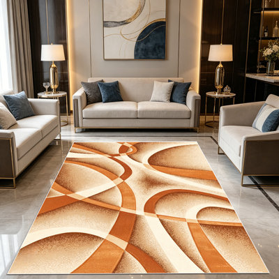 1PC Abstract Geometric Swirl Warm Tone area rugs for Living Room, Soft and Comfortable, Suitable for all seasons, easy-to-maintain, machine washable Indoor floor mat, Under Table Farmhouse suitable for dining area, bedroom, entryway, home office,