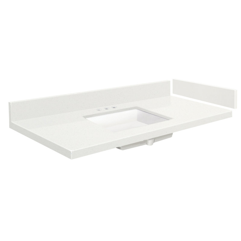 Plateau de meuble-lavabo simple 42,5 po Vision, Blanc Milan, Centres de 8 po