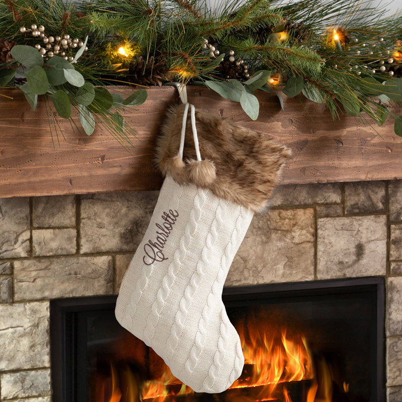 Fur Cuff Cable Knit Stocking, Yes