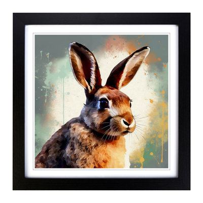 Rabbit Digital No.7 - Single Picture Frame Print on Wood