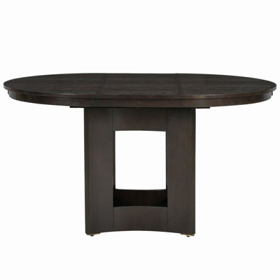 Farmhouse Extendable Round Dining Table with 16inch Removable Leaf for Small Places