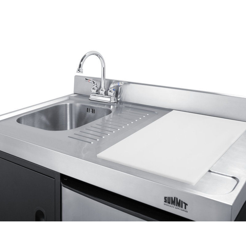 Summit 63" Black and Stainless Steel All-In-One Kitchenette with Gas Range
