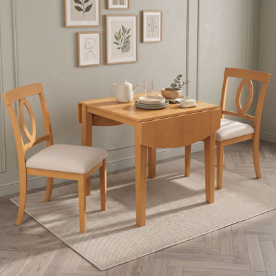 Ensemble de table de salle à manger à abattants 3 pièces avec chaises rembourrées