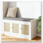Banc de rangement pour chaussures avec portes en rotin tissé, banc de chaussures avec coussin-894112054