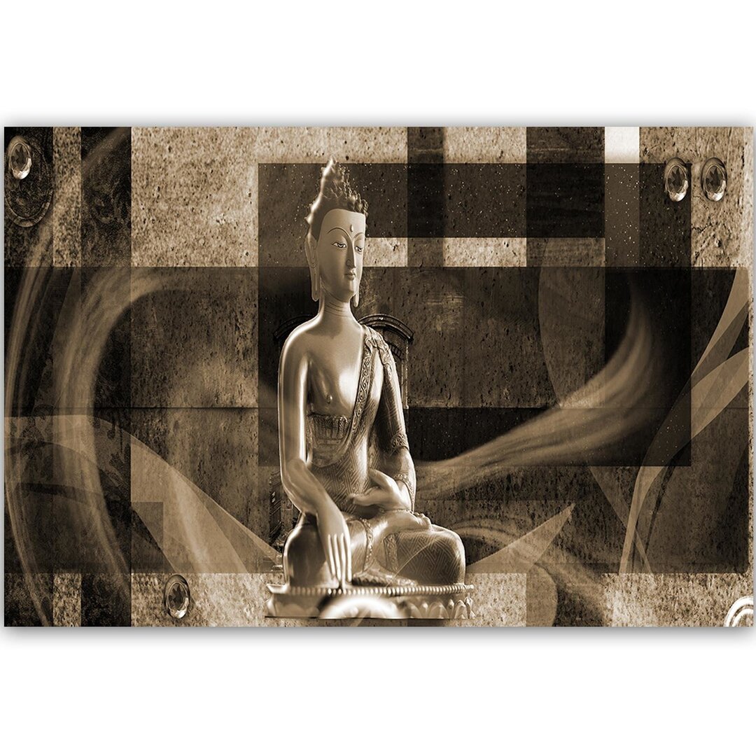 Leinwandbild Buddha mit geometrischem Hintergrund 4