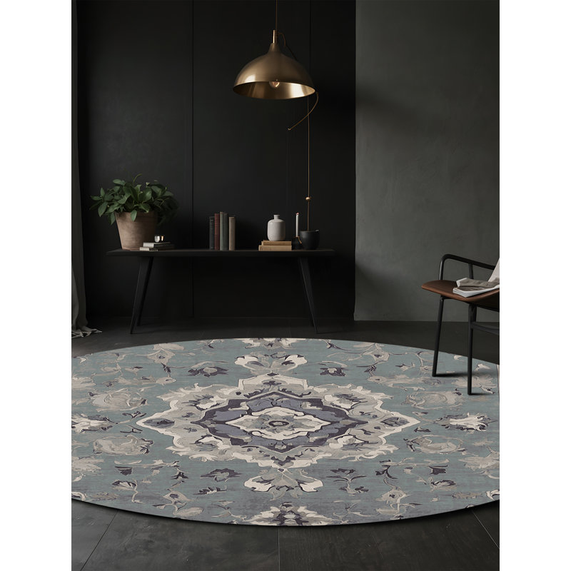 Machine Washable Green Area Rug, Round 6'