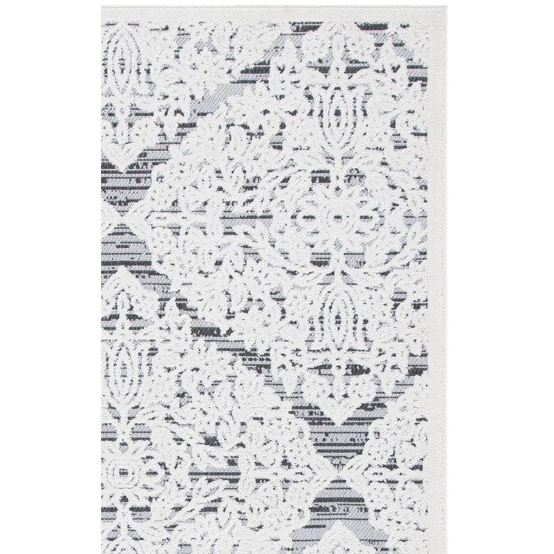 Tapis intérieur / extérieur ivoire / gris Jeanette, Rectangle 6 pi x 9 pi