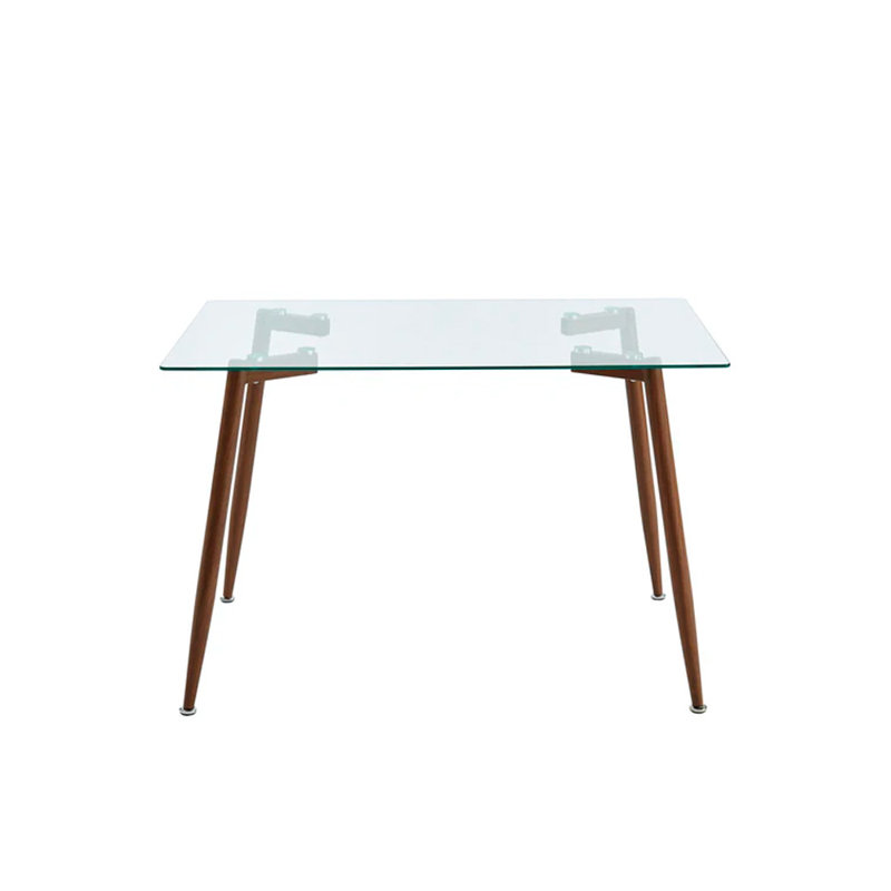 Burks Glass Top Metal Base Dining Table