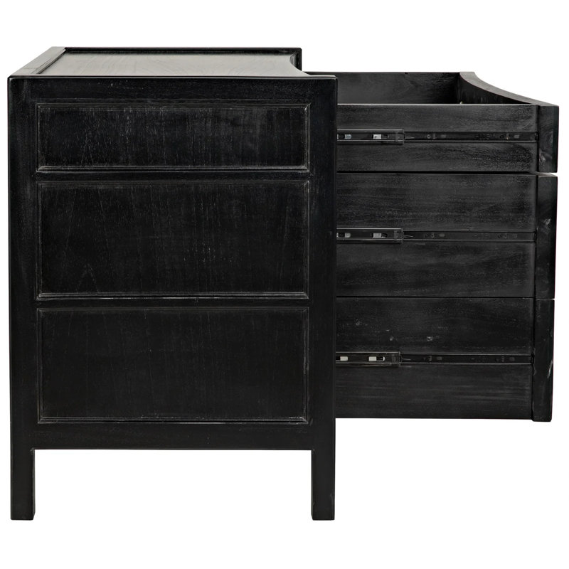 Hampton 3 - Drawer Solid Wood Nightstand, Hand Rubbed Black