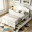 Lit plateforme en bois avec tête de lit-807502432-807502433