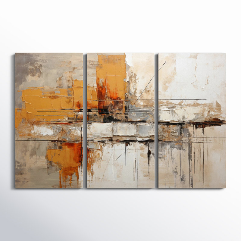 " Orange Impressions II " 3 - Pieces, 40" H x 60" W x 1" D