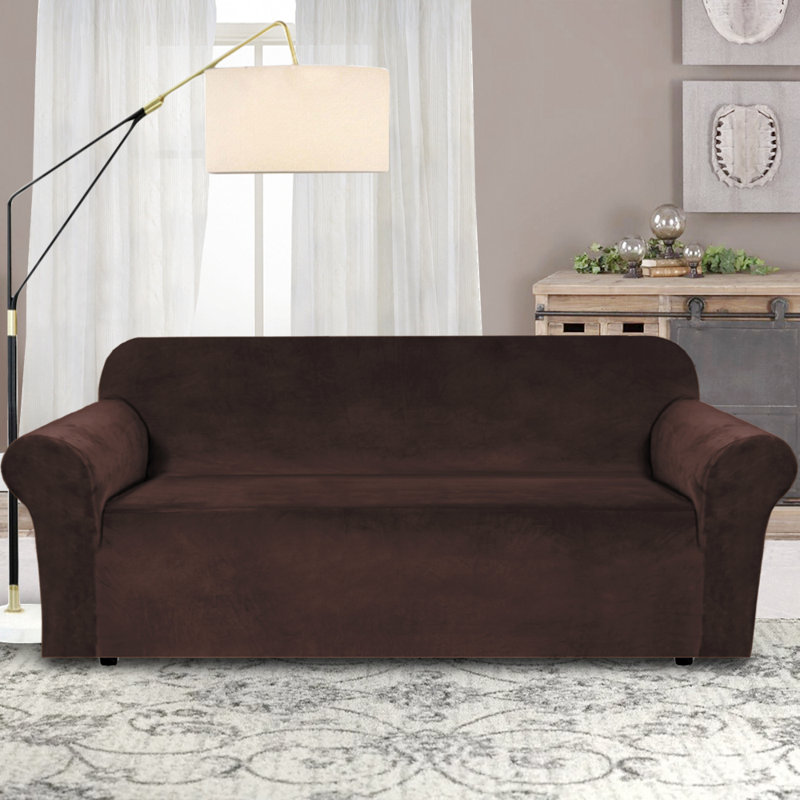 Housse de protection luxueuse en velours moelleux et extensible, H 55 po x l 116 po x P 37 po, Chocolat