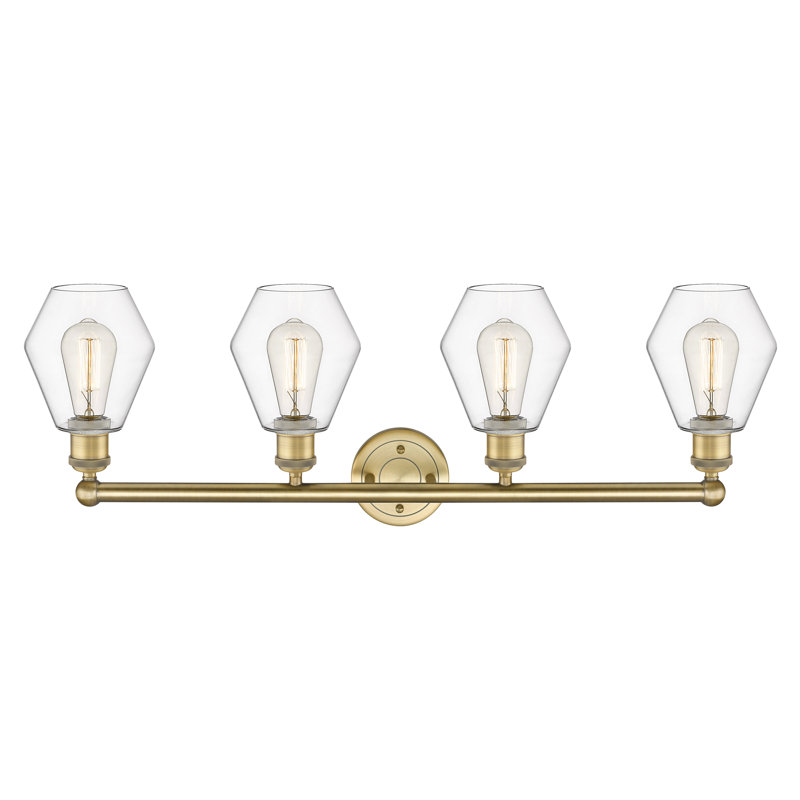 Éclairage pour meuble-lavabo 4 lumières 33 pouces Gabbie, Transparent, Laiton brossé