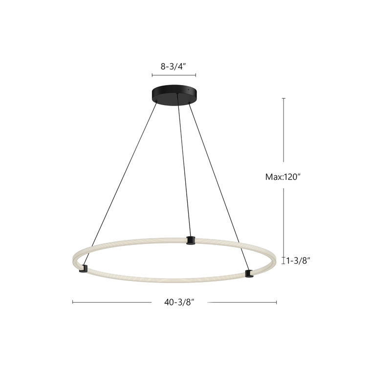 Bruni 1 - Light LED Pendant, Brushed Gold, 1.38" H x 40.38" W x 40.38" D