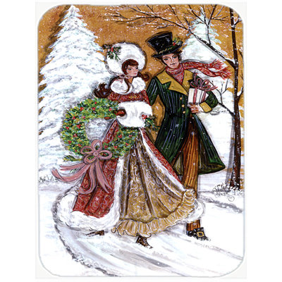 Couple Skating Winter Scene Glass Cutting Board
