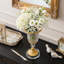 Vase piédestal en cristal avec accents dorés - Vase à fleurs sur pied pour centre de table, manteau de cheminée et console