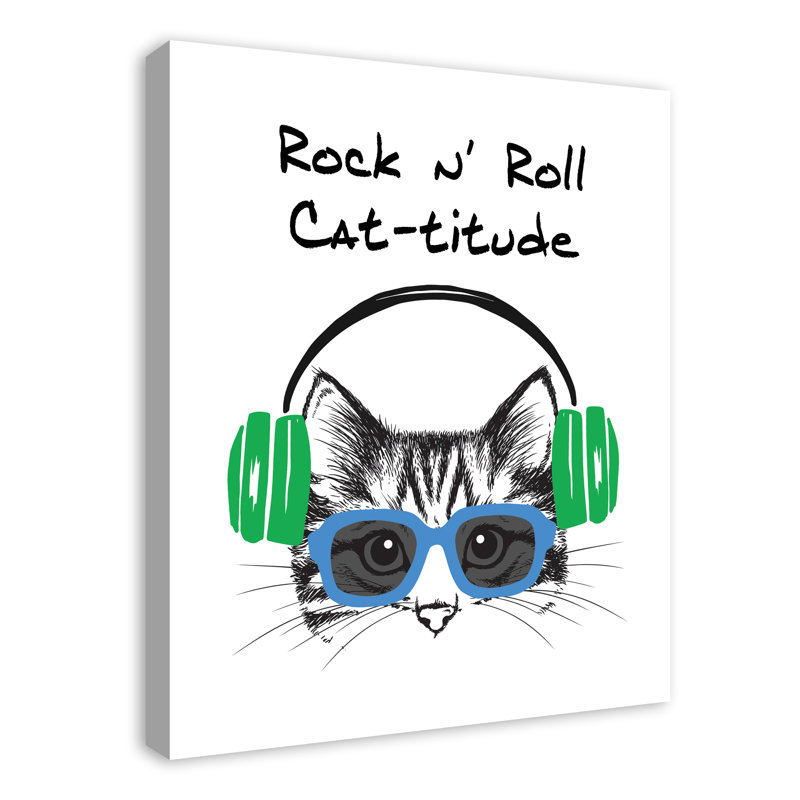 Art sur toile Rock N 'Roll Cattitude, Vert, H 30 po x l 24 po x P 1,25 po