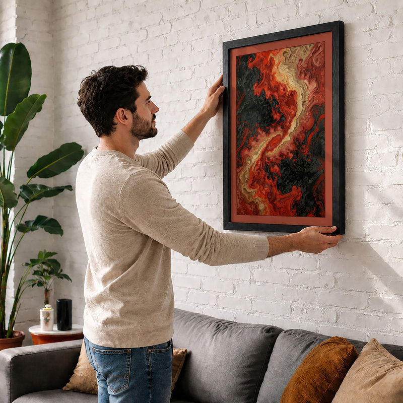 Molten Forms Abstract - Framed Print, A1 - 84.1 x 59.4 cm, White