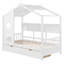Lit simple en bois avec 2 tiroirs, lit pour enfant avec tablette de rangement, blanc