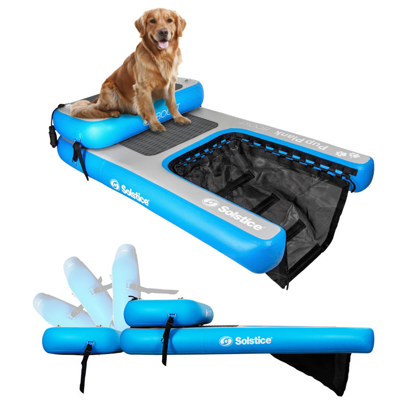 Solstice Original Inflatable Pup Plank Dog Float Floating Ramp Ladder for Pools, 58, Blue