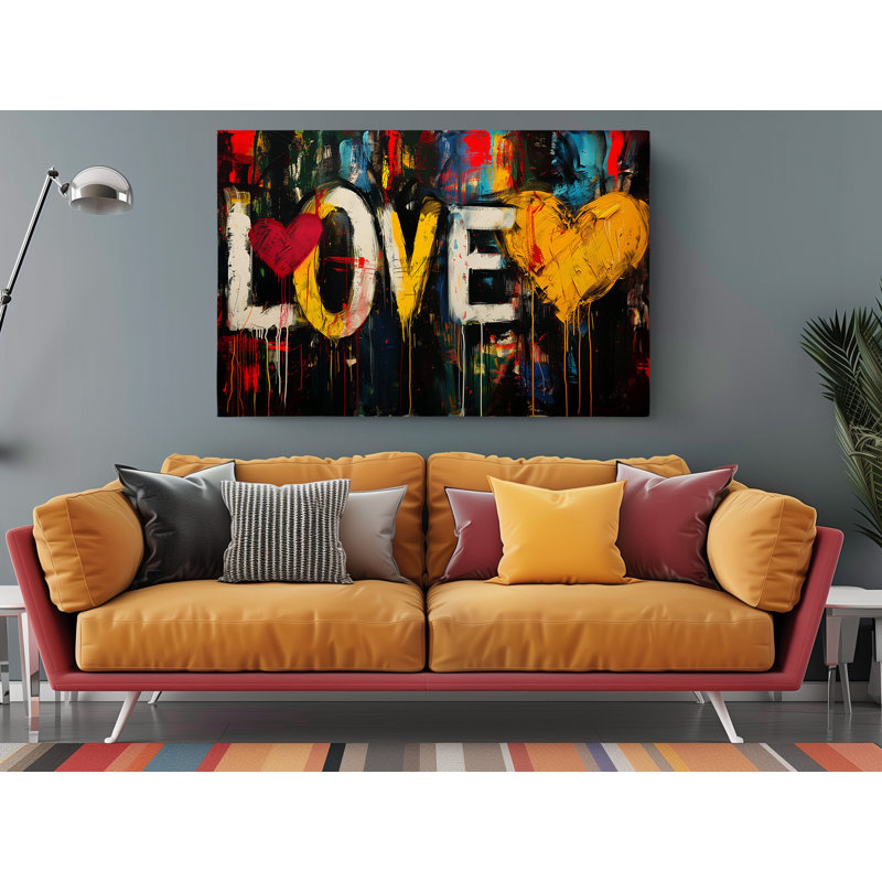 «Love Letters Heart Street Graffiti», reproduction sur toile, H 20 po x l 30 po