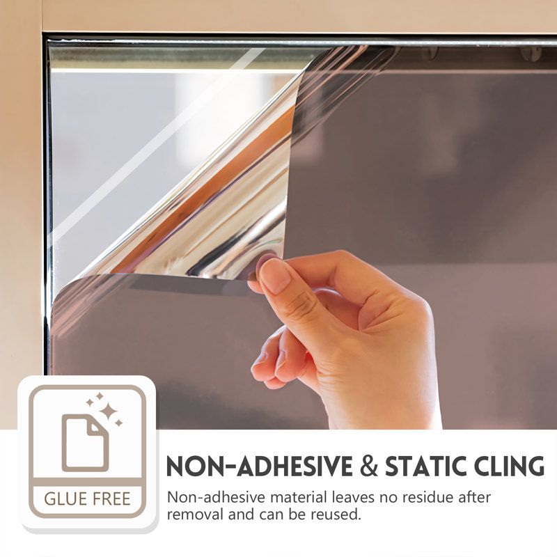One Way Privacy with Heat Control Non-Wall Damaging Window Decal, 23.6" H x 78"W, Brown Silver