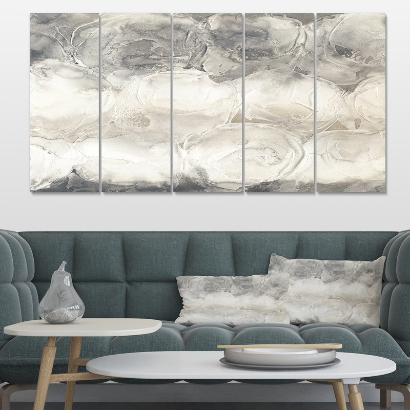 Peinture abstraite sur toile à cercles gris multiples - Cercles gris I