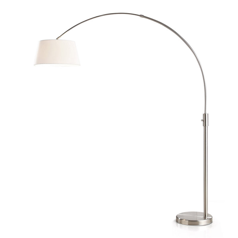 Lampe sur pied arquée 82 po Aldusa, Blanc, Nickel brossé