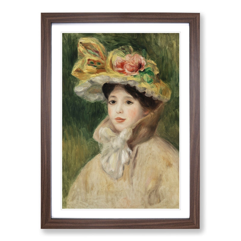 Woman with Capeline by Pierre-Auguste Renoir - Picture Frame Painting, Walnut, 90cm H x 65cm W x 2cm D
