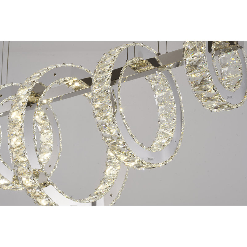 8-Light Chrome LED Chandelier With Clear Crystals