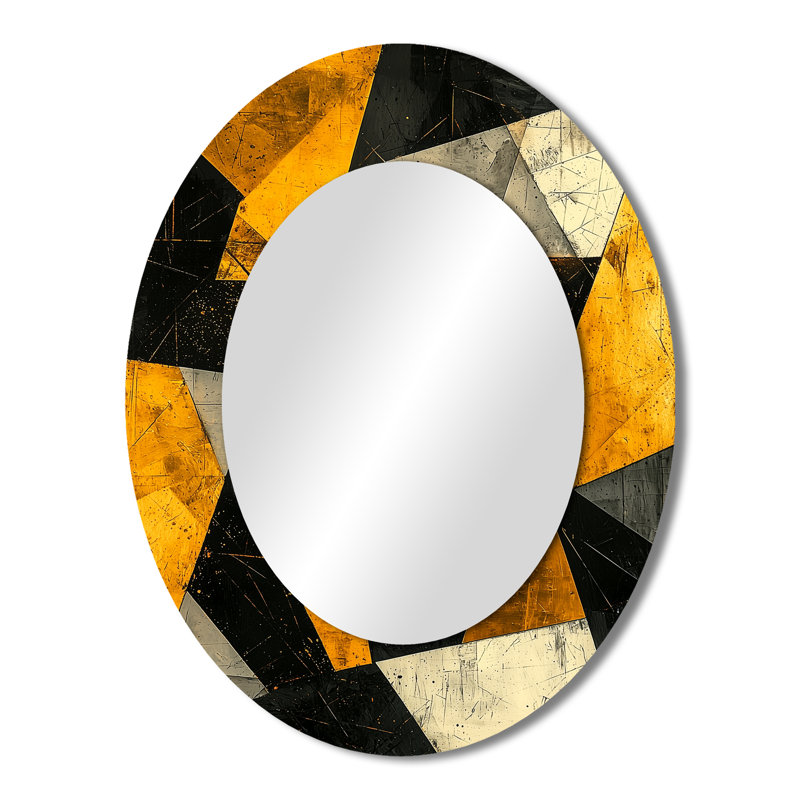 Miroir mural ovale noir et jaune, 43 po x 33 po