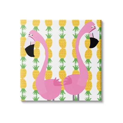 Paire de flamants roses pour enfants, art ananas