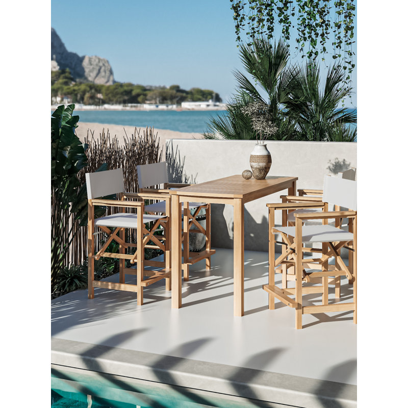 Capetown Teak Counter Height Directors Chair, White, 41"H