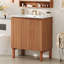 Meuble-lavabo de salle de bain avec lavabo en céramique et conception sans poignée pour les intérieurs modernes