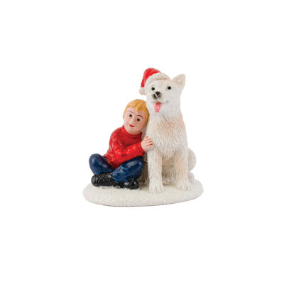 Figurine Christmas Village - Garçon et chien