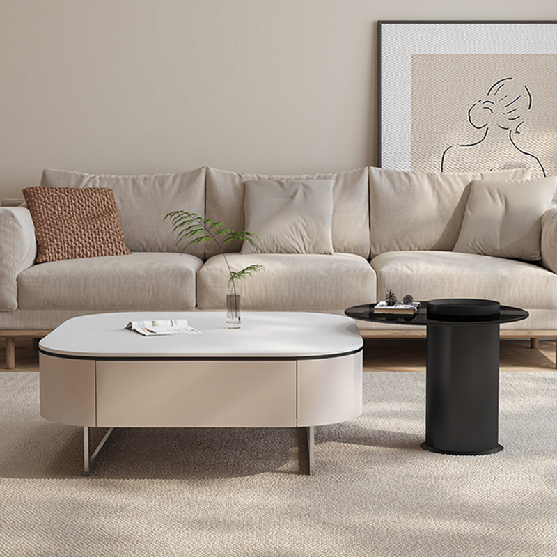 Table basse simple de style crème moderne, H 13,77 po x L 31,49 po x l 31,49 po