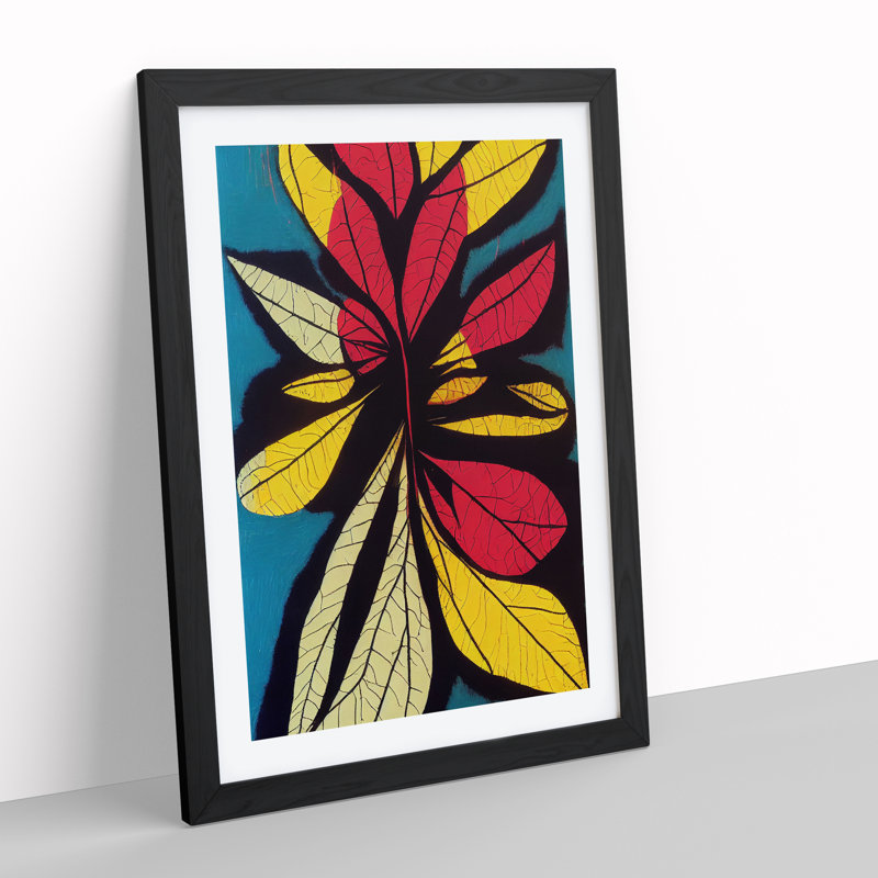 Dazzling Leaves - Single Picture Frame Print, Black, 46cm H x 34cm W x 2cm D