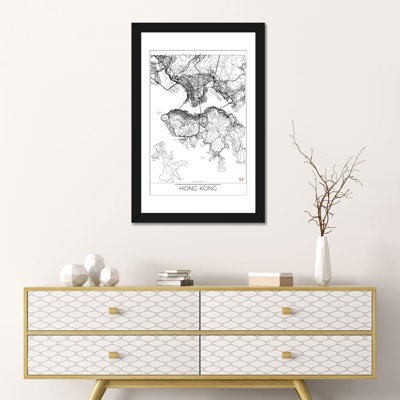 « hong kong minimal urban blueprint map », impression sur toile