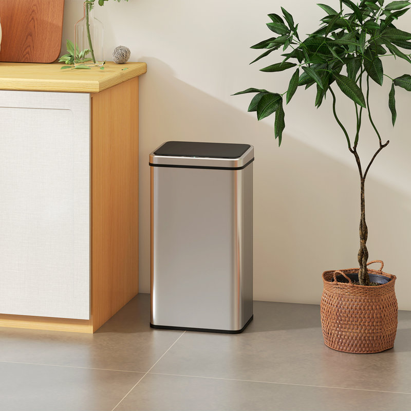Stainless Steel Motion Sensor, Manual Lift Kitchen Trash Can, 50