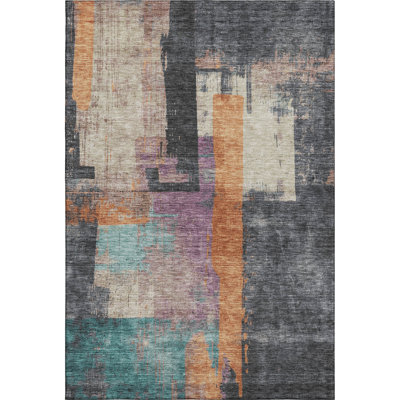 Premium Machine Washable Otte AMF1779 Blocks Rug