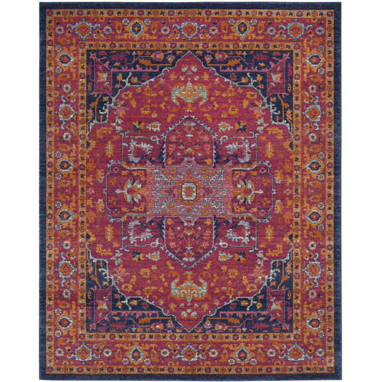 Annette Oriental Fuchsia/Orange Area Rug