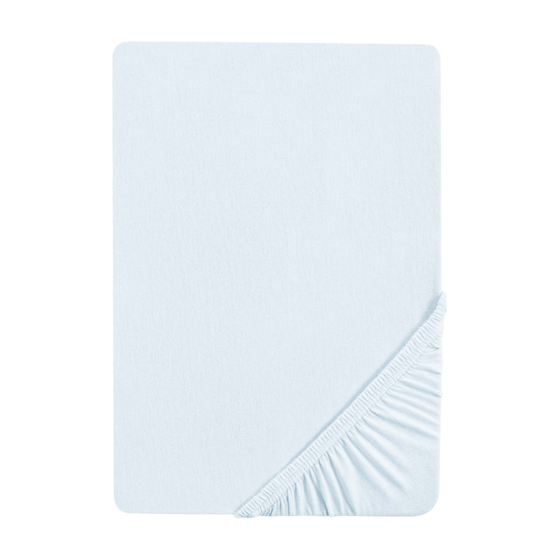 Cotton Blend Jersey Knit Fitted Sheet, 90-100 x 190-220 cm, Sky blue